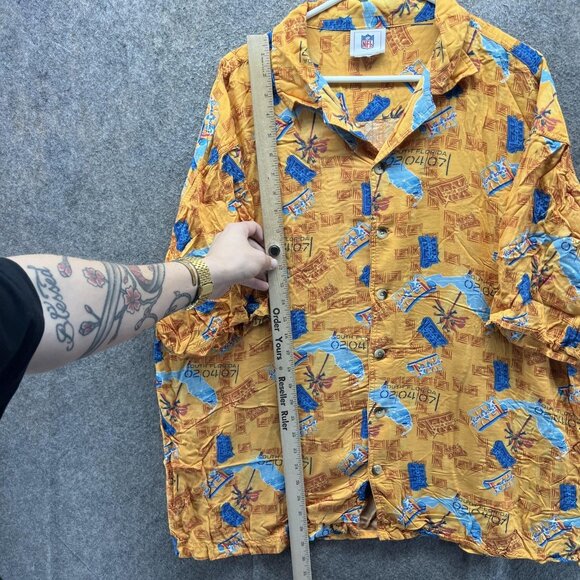 Super Bowl South Florida Shirt Mens XL Yellow NFL Football Hawaiian Rayon - Picture 6 of 10